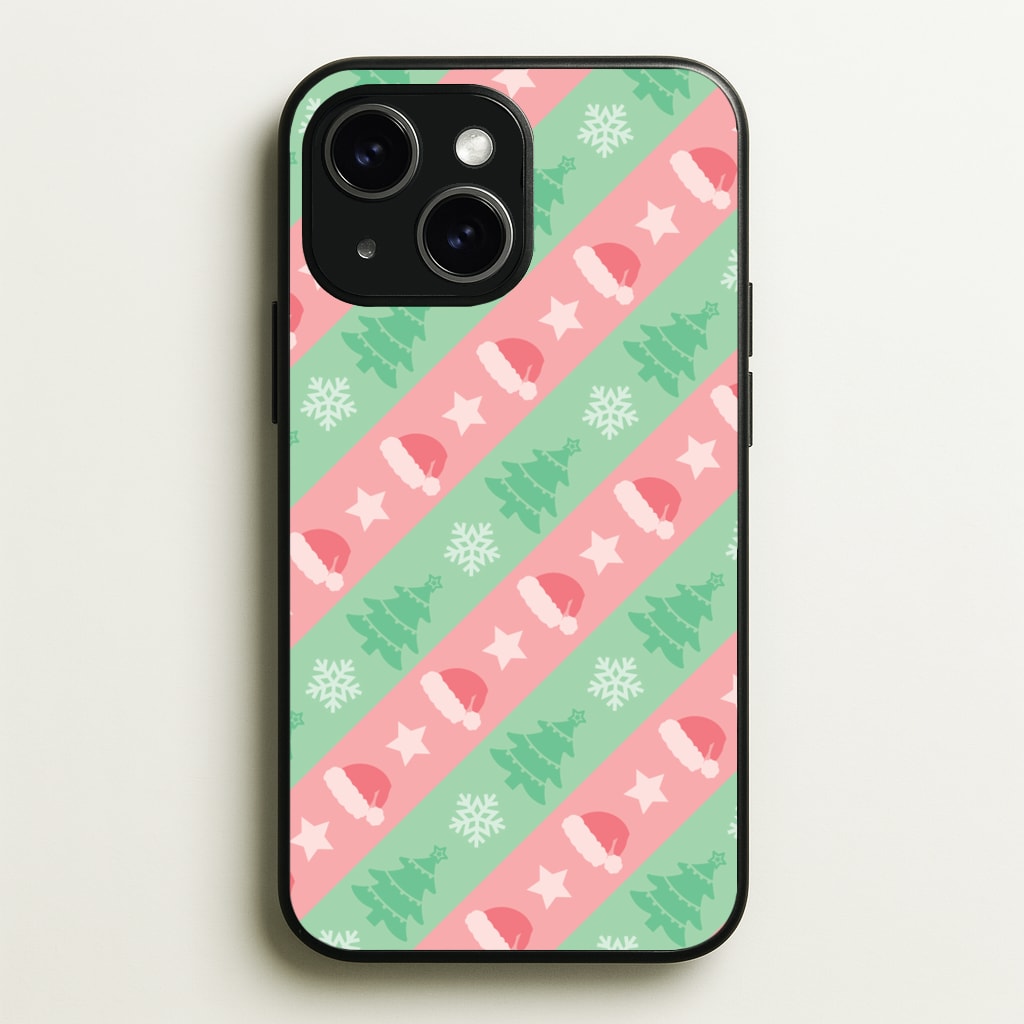 Hats And Trees Pattern - Christmas Patterns Phone Case for iPhone 15
