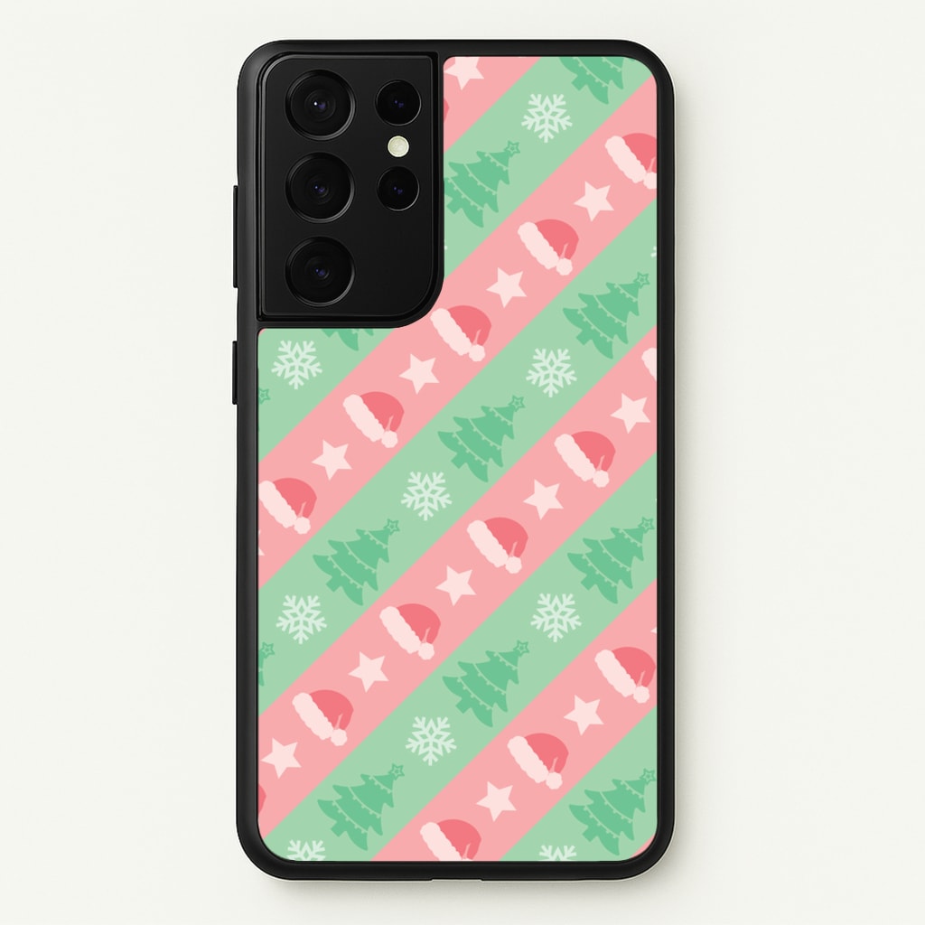 Hats And Trees Pattern - Christmas Patterns Phone Case for Galaxy S21 Ultra