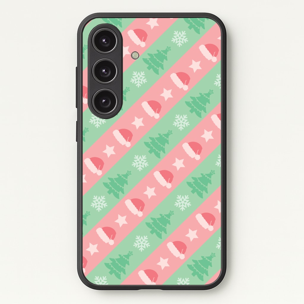 Hats And Trees Pattern - Christmas Patterns Phone Case for Galaxy S25 Plus