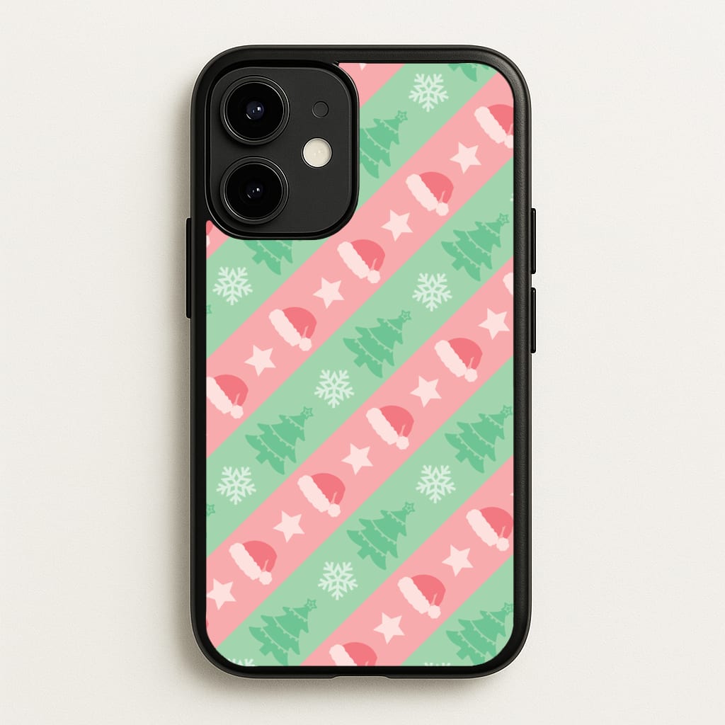 Hats And Trees Pattern - Christmas Patterns Phone Case for iPhone 12 / 12 Pro