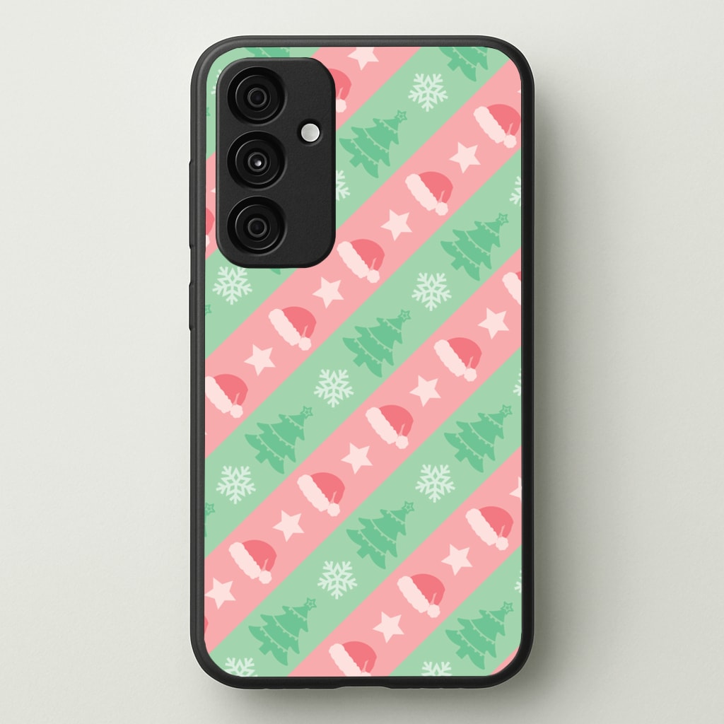 Hats And Trees Pattern - Christmas Patterns Phone Case for Galaxy A55
