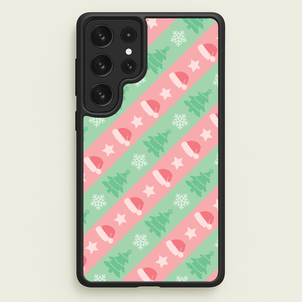 Hats And Trees Pattern - Christmas Patterns Phone Case for Galaxy S22 Ultra