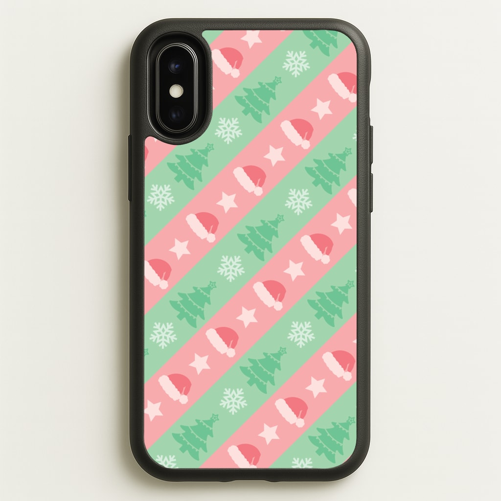 Hats And Trees Pattern - Christmas Patterns Phone Case for iPhone X / XS
