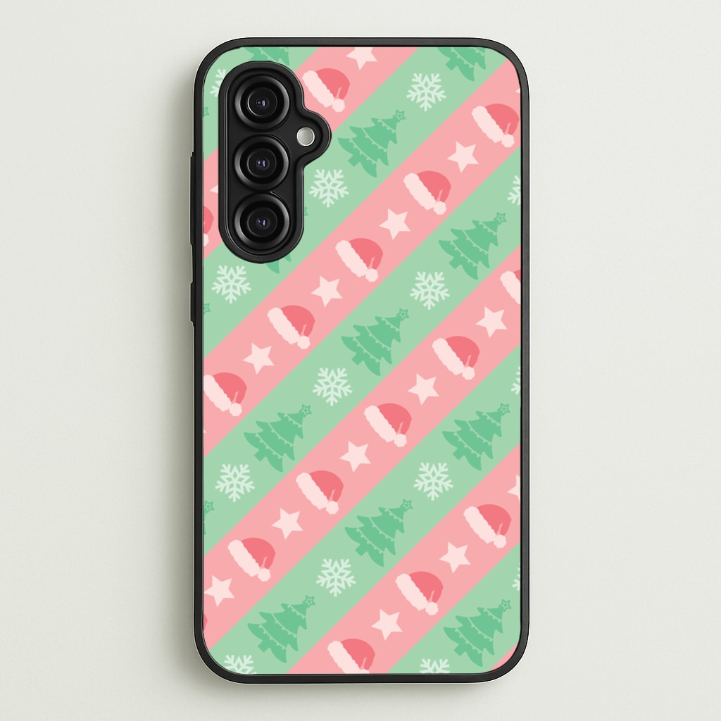 Hats And Trees Pattern - Christmas Patterns Phone Case for Galaxy A14