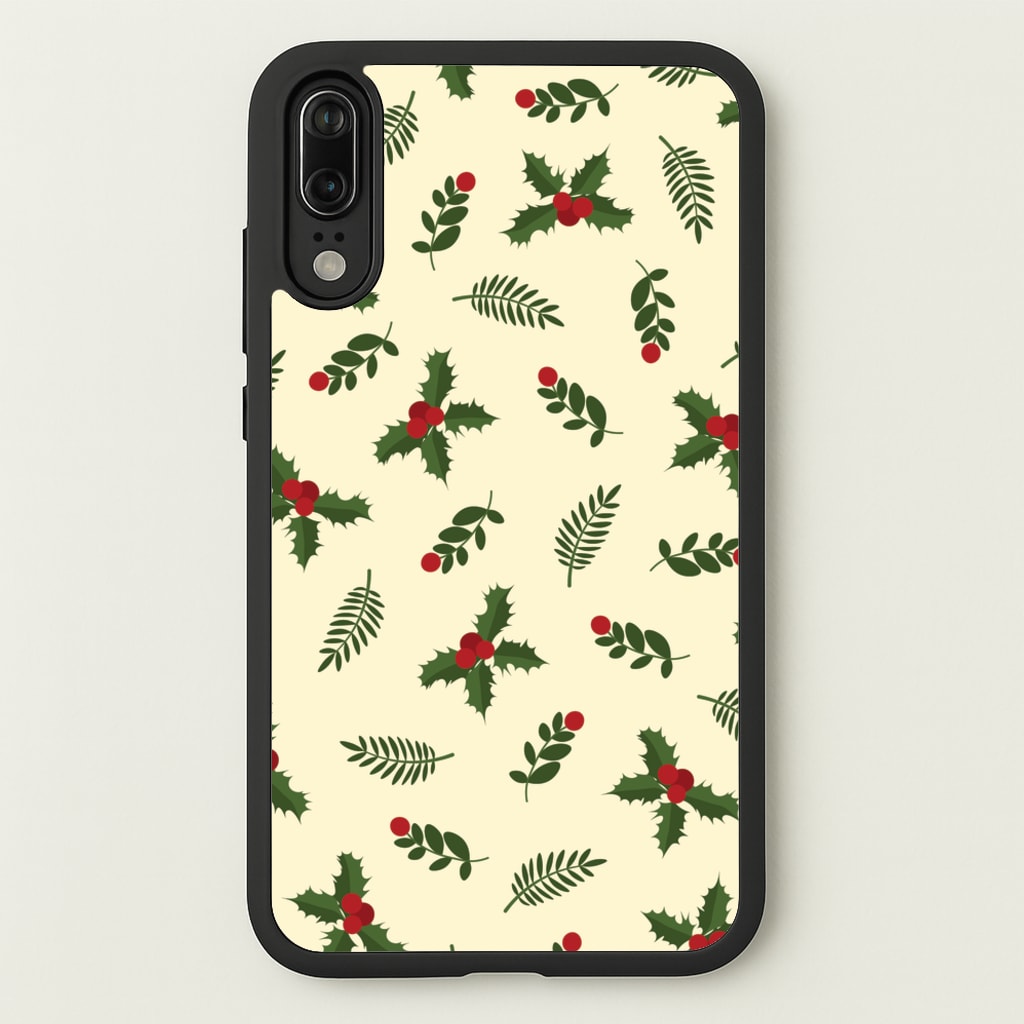 Holly Green Pattern - Christmas Patterns Phone Case for Huawei P20