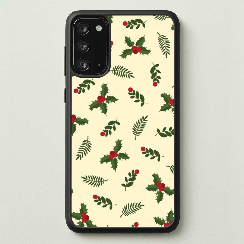 Holly Green Pattern - Christmas Patterns Phone Case for Galaxy Note 20