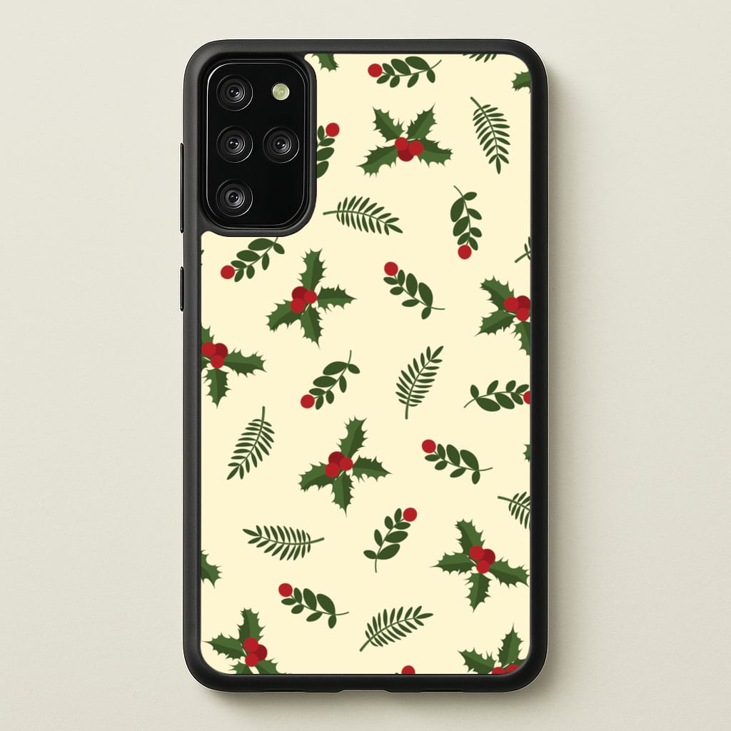 Holly Green Pattern - Christmas Patterns Phone Case for Galaxy S20 Plus