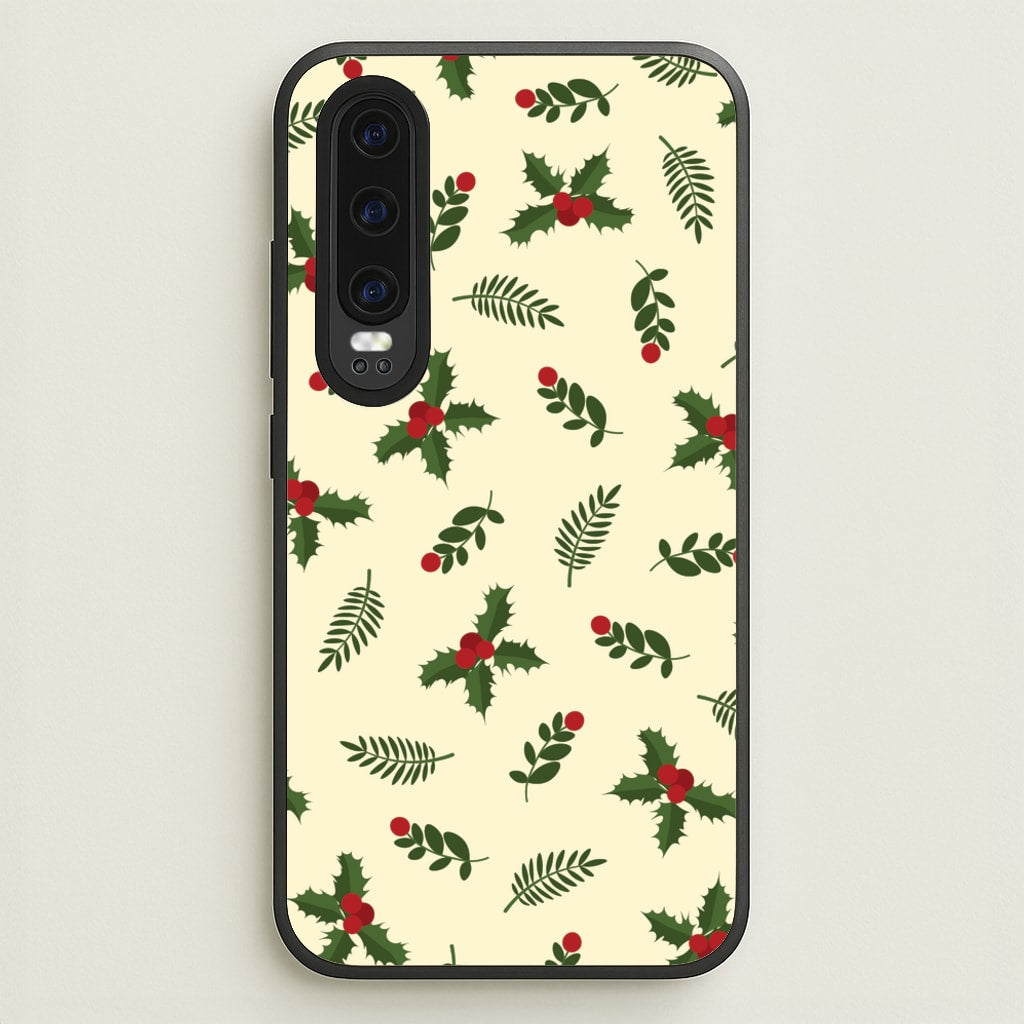 Holly Green Pattern - Christmas Patterns Phone Case for Huawei P30