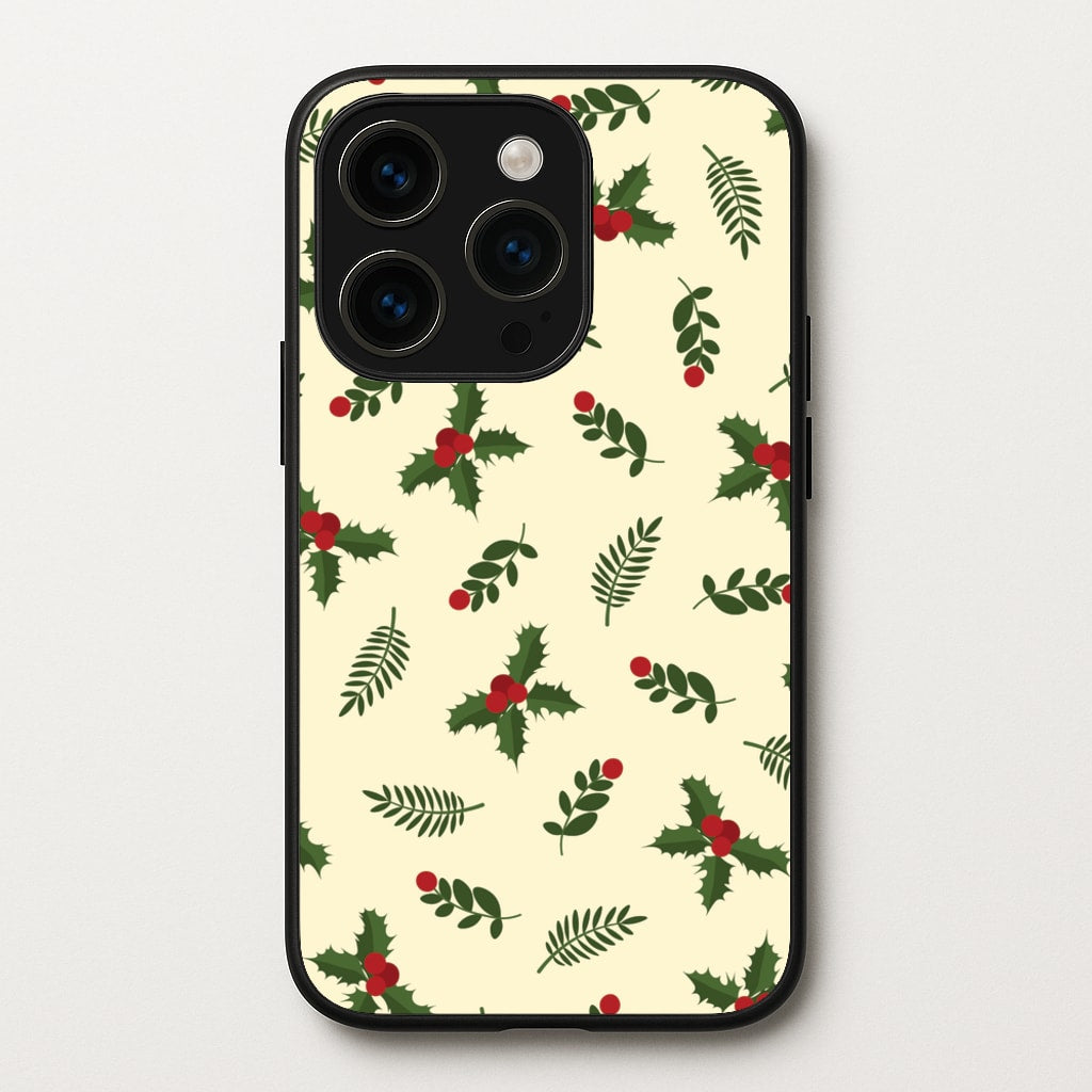 Holly Green Pattern - Christmas Patterns Phone Case for iPhone 15 Pro Max
