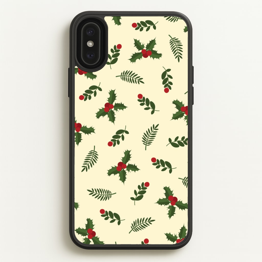 Holly Green Pattern - Christmas Patterns Phone Case for iPhone XS Max