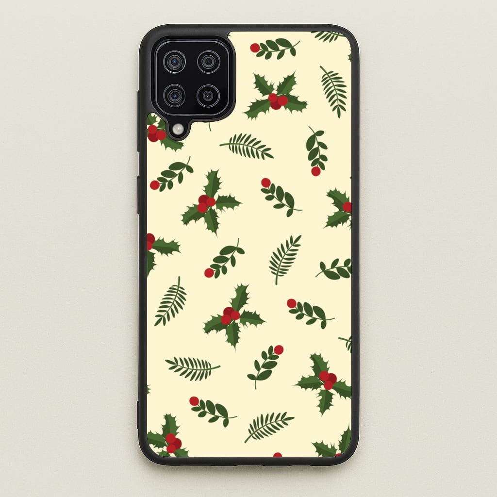 Holly Green Pattern - Christmas Patterns Phone Case for Galaxy A12