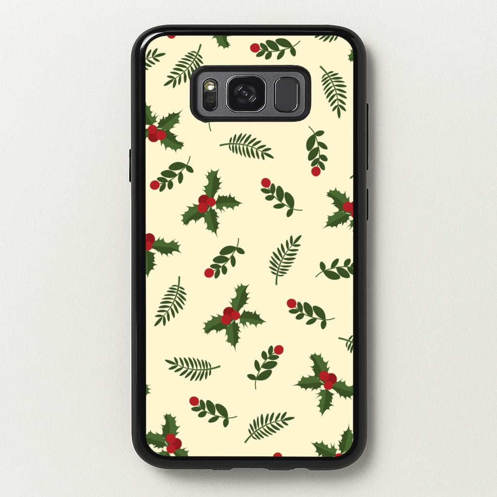 Holly Green Pattern - Christmas Patterns Phone Case for Galaxy S8 Plus