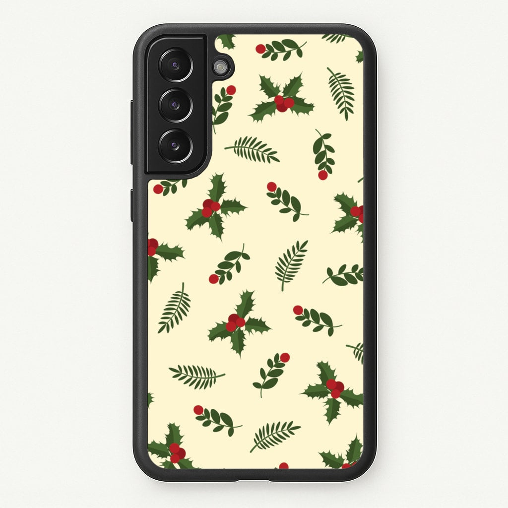 Holly Green Pattern - Christmas Patterns Phone Case for Galaxy S21 Plus