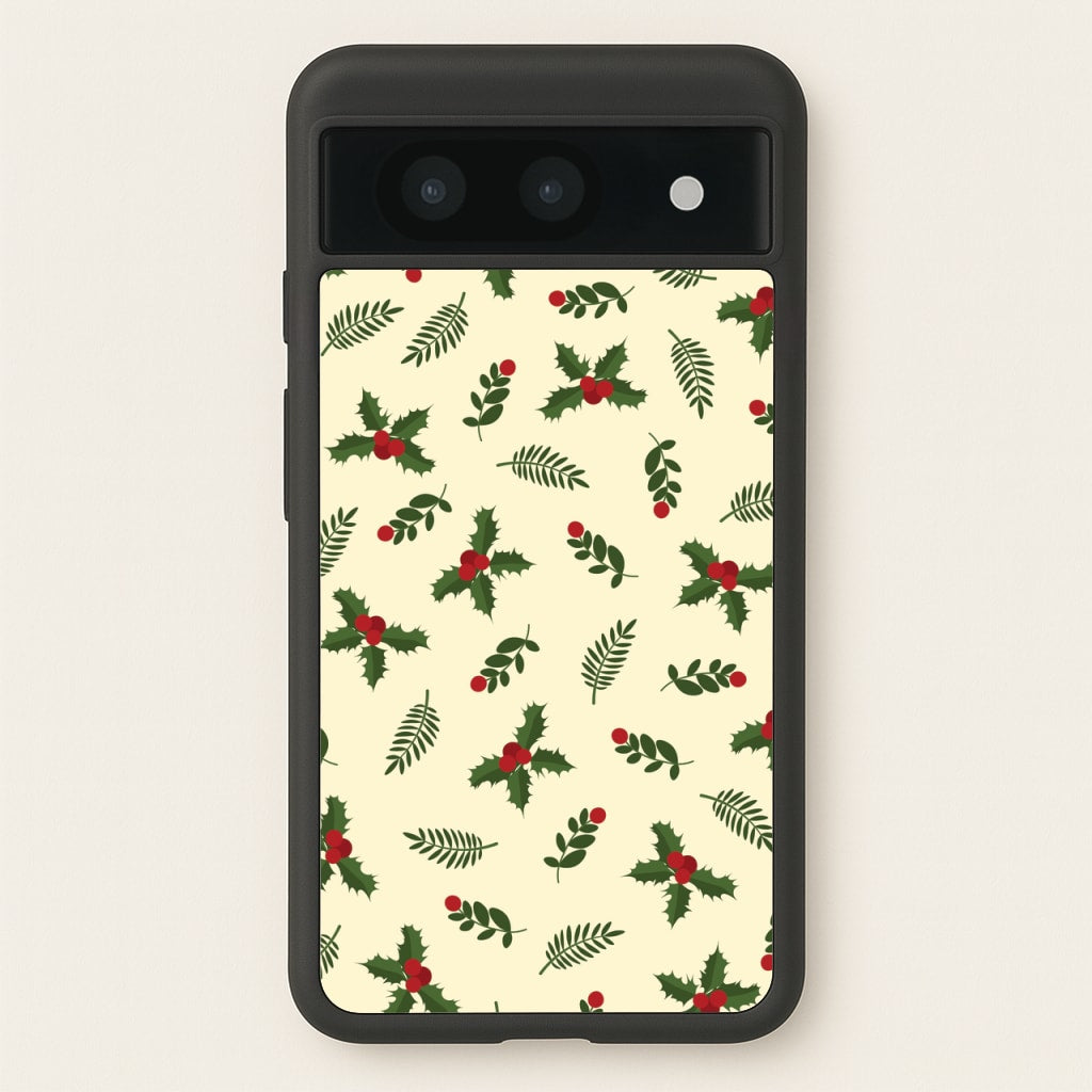 Holly Green Pattern - Christmas Patterns Phone Case for Google Pixel 8a