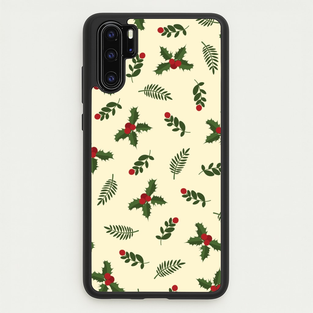 Holly Green Pattern - Christmas Patterns Phone Case for Huawei P30 Pro