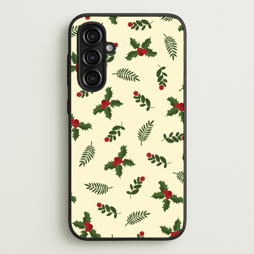Holly Green Pattern - Christmas Patterns Phone Case for Galaxy A16