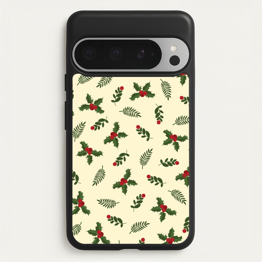 Holly Green Pattern - Christmas Patterns Phone Case for Google Pixel 9 Pro XL
