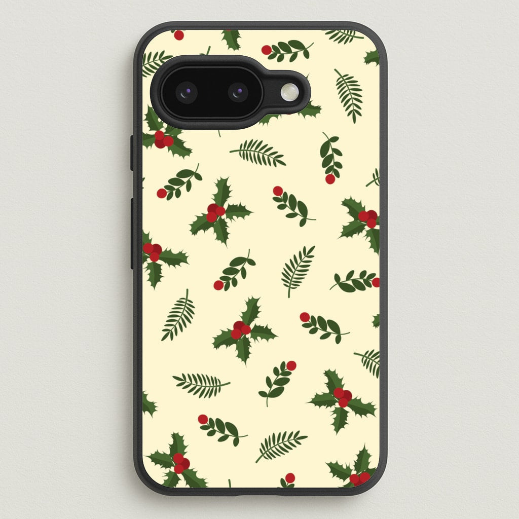 Holly Green Pattern - Christmas Patterns Phone Case for Google Pixel 9a