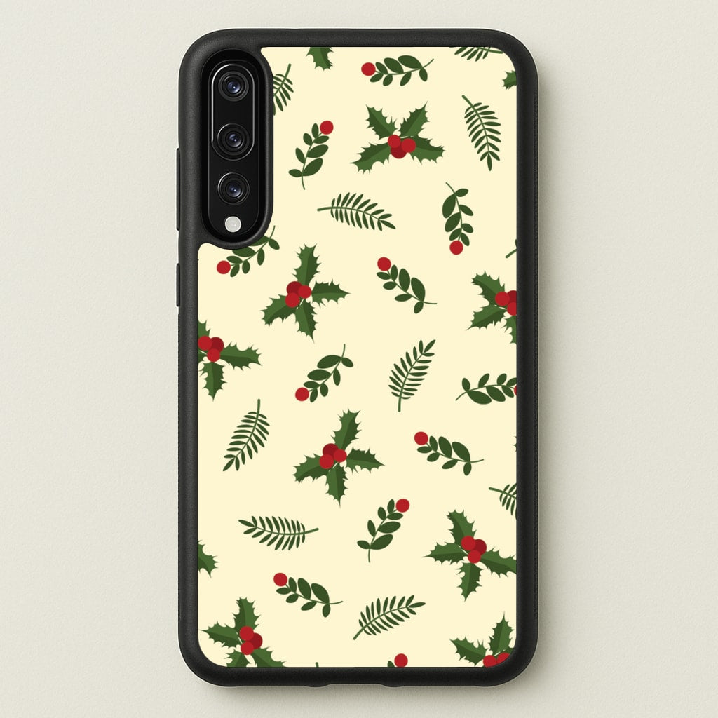 Holly Green Pattern - Christmas Patterns Phone Case for Huawei P20 Pro