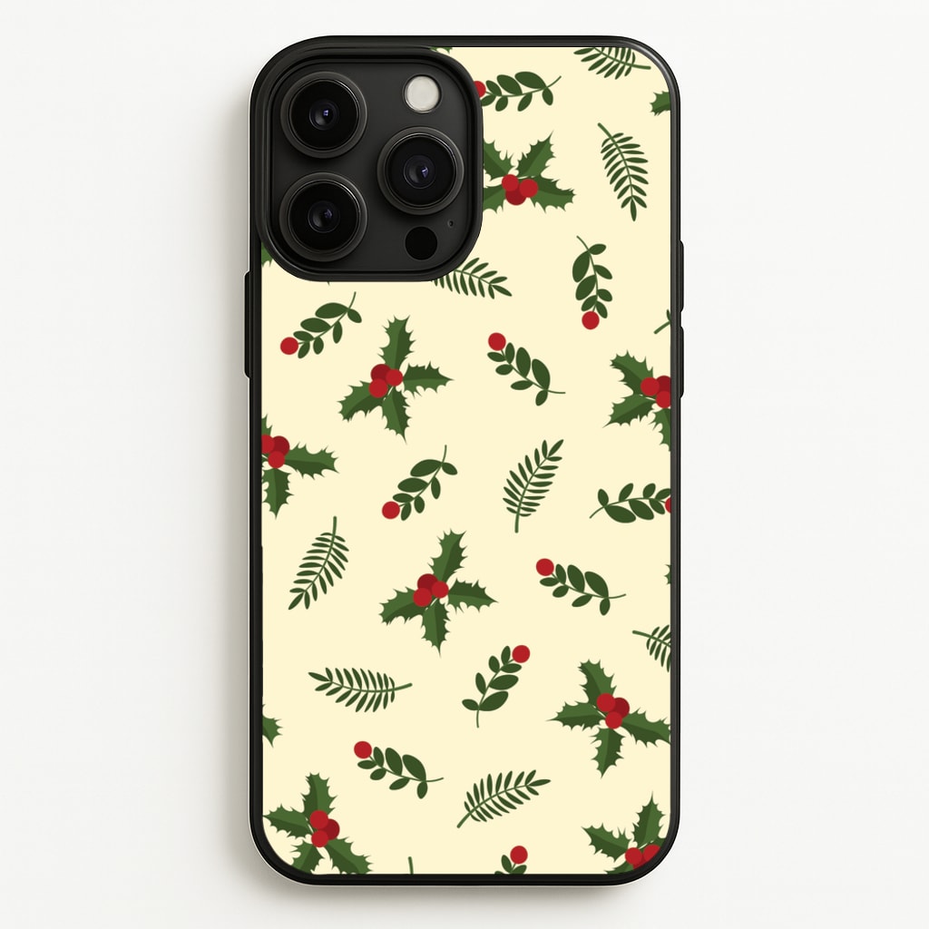Holly Green Pattern - Christmas Patterns Phone Case for iPhone 13 Pro Max