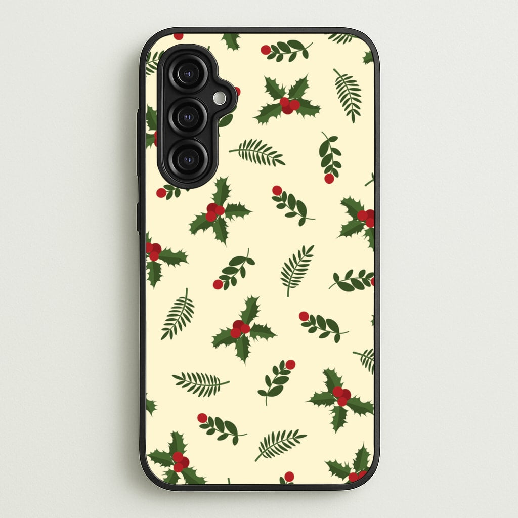 Holly Green Pattern - Christmas Patterns Phone Case for Galaxy A14