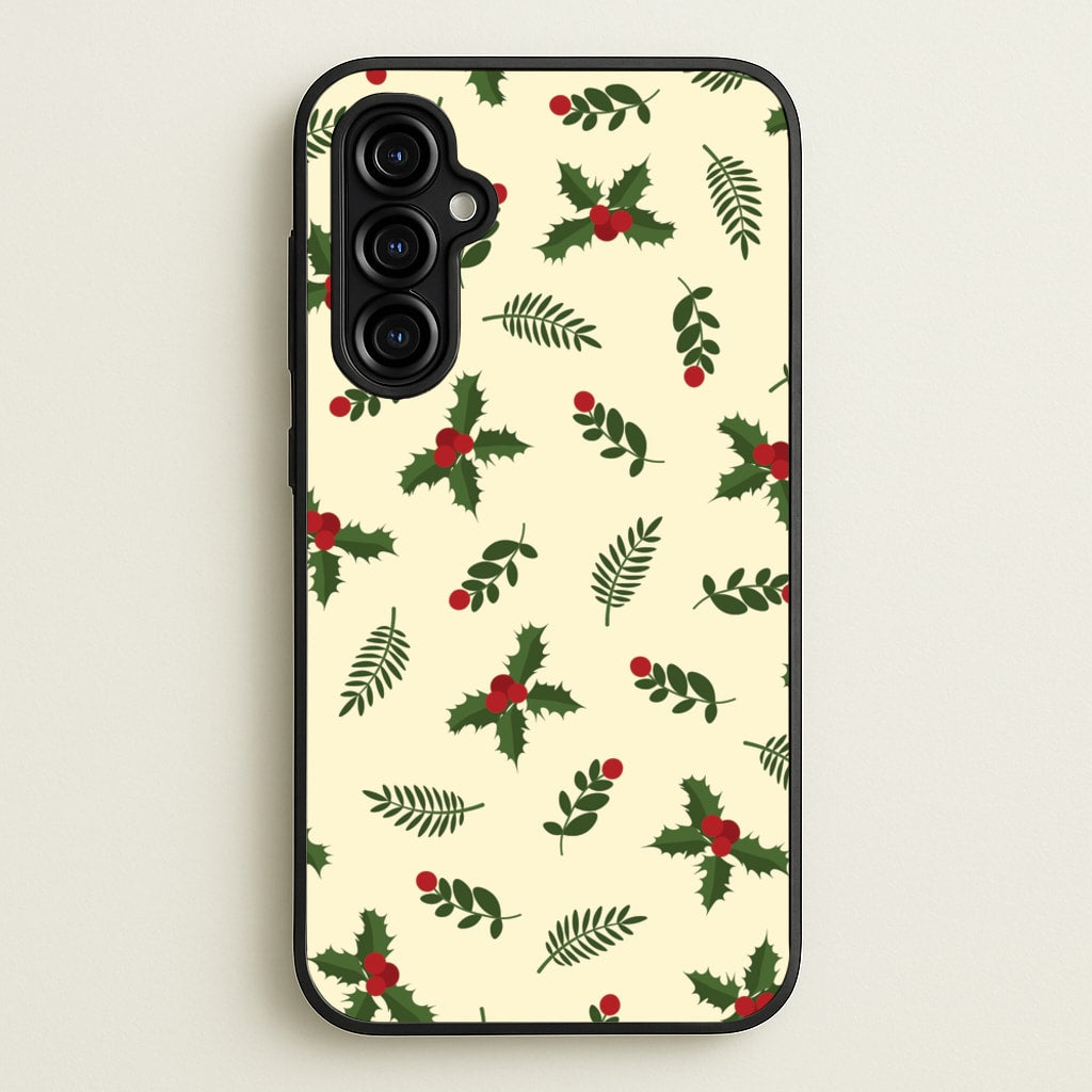 Holly Green Pattern - Christmas Patterns Phone Case for Galaxy A54