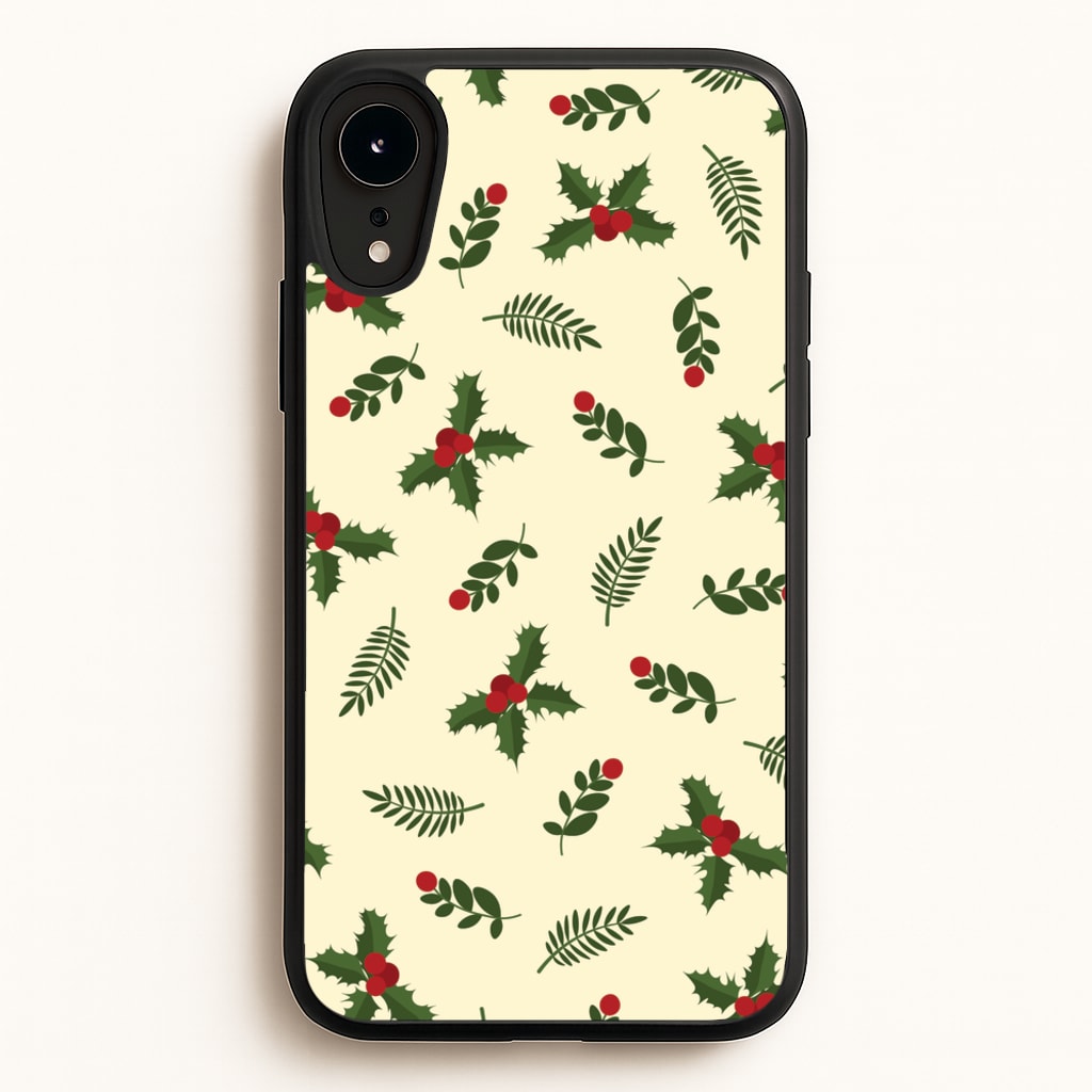 Holly Green Pattern - Christmas Patterns Phone Case for iPhone XR