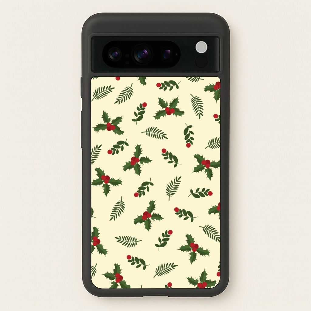 Holly Green Pattern - Christmas Patterns Phone Case for Google Pixel 8 Pro