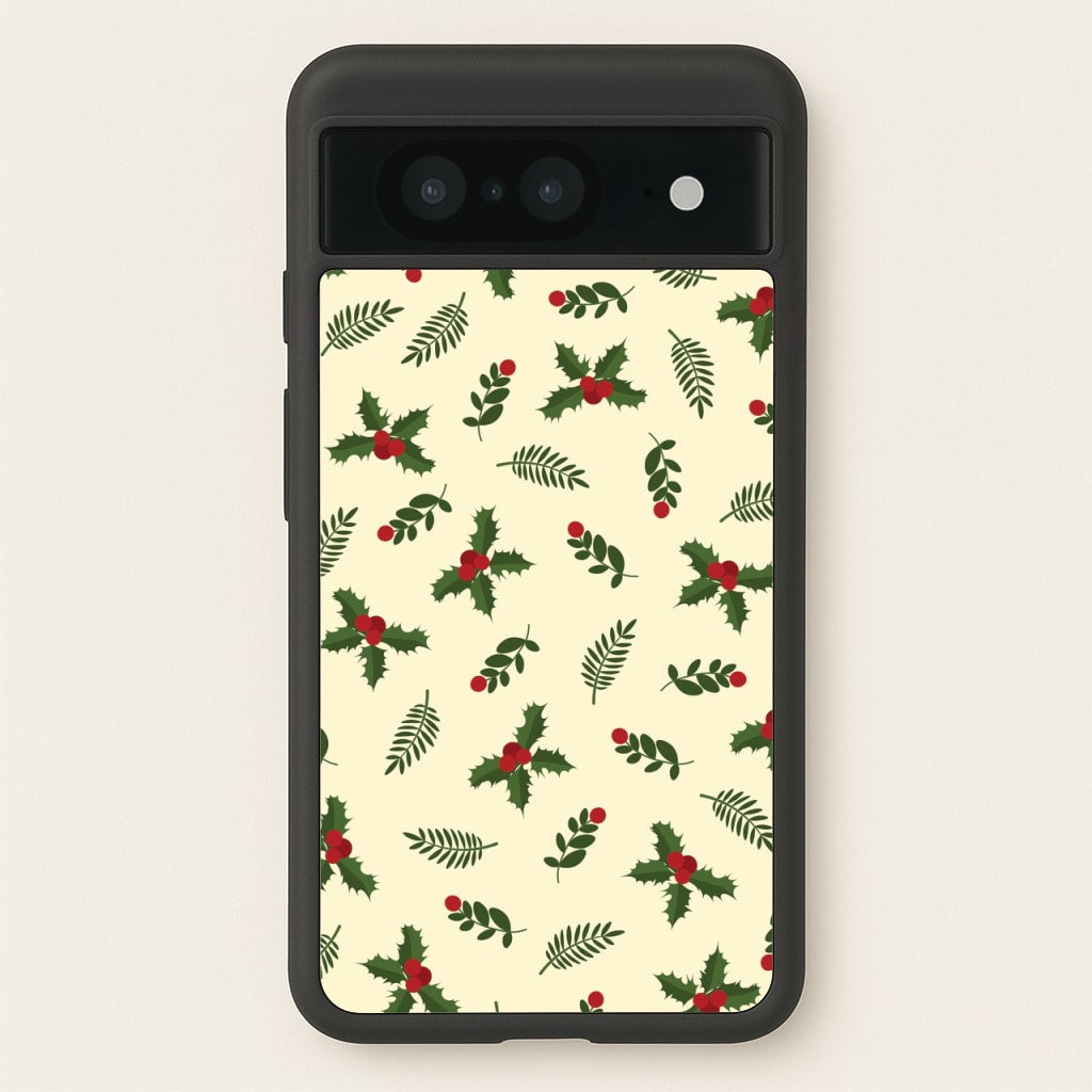 Holly Green Pattern - Christmas Patterns Phone Case for Google Pixel 8