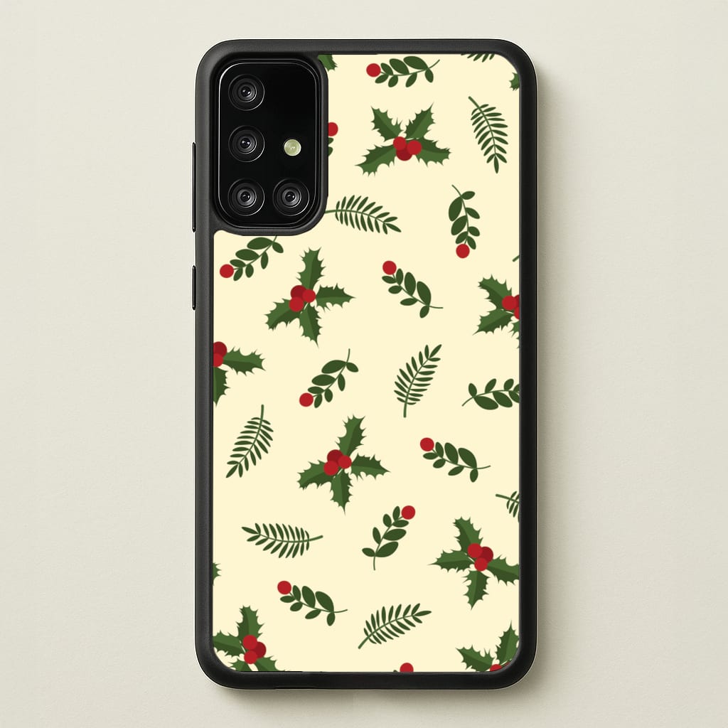 Holly Green Pattern - Christmas Patterns Phone Case for Galaxy A71