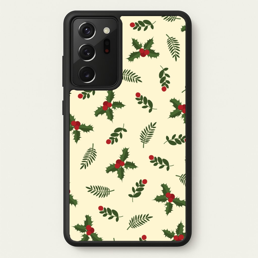 Holly Green Pattern - Christmas Patterns Phone Case for Galaxy Note 20 Ultra
