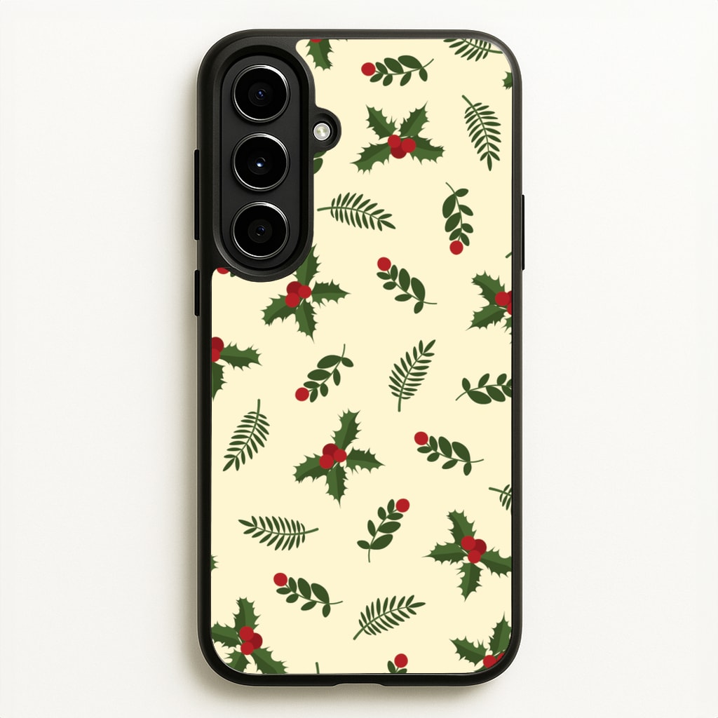 Holly Green Pattern - Christmas Patterns Phone Case for Galaxy A56