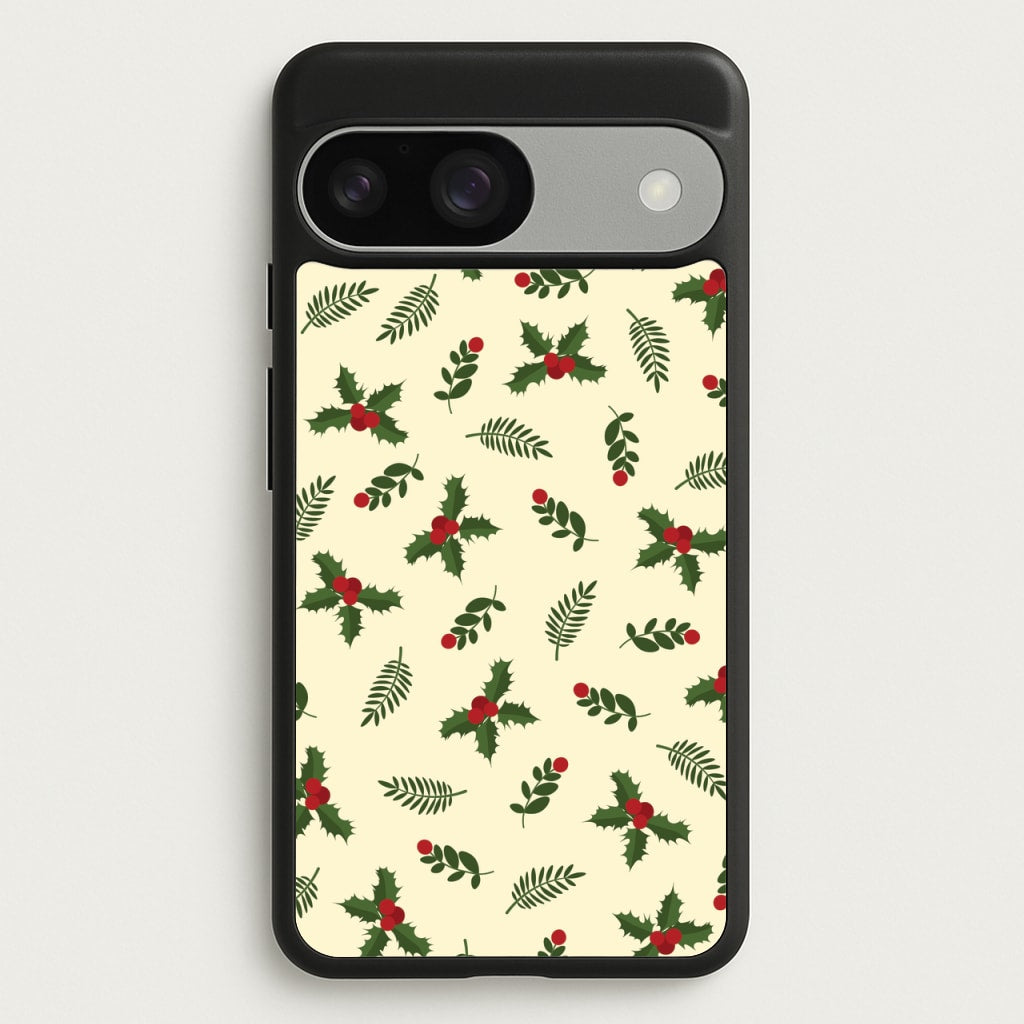 Holly Green Pattern - Christmas Patterns Phone Case for Google Pixel 9 / 9 Pro