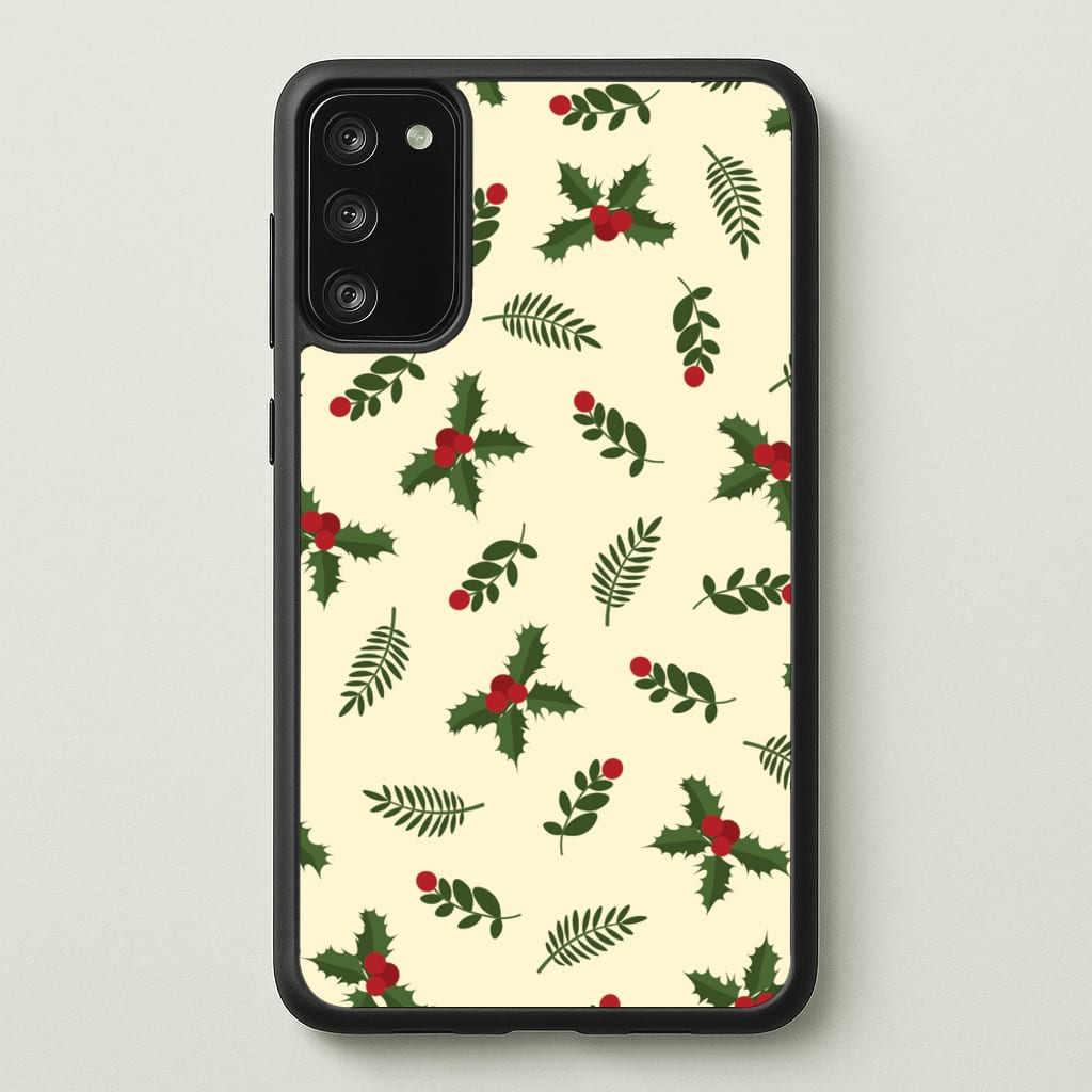 Holly Green Pattern - Christmas Patterns Phone Case for Galaxy S20FE