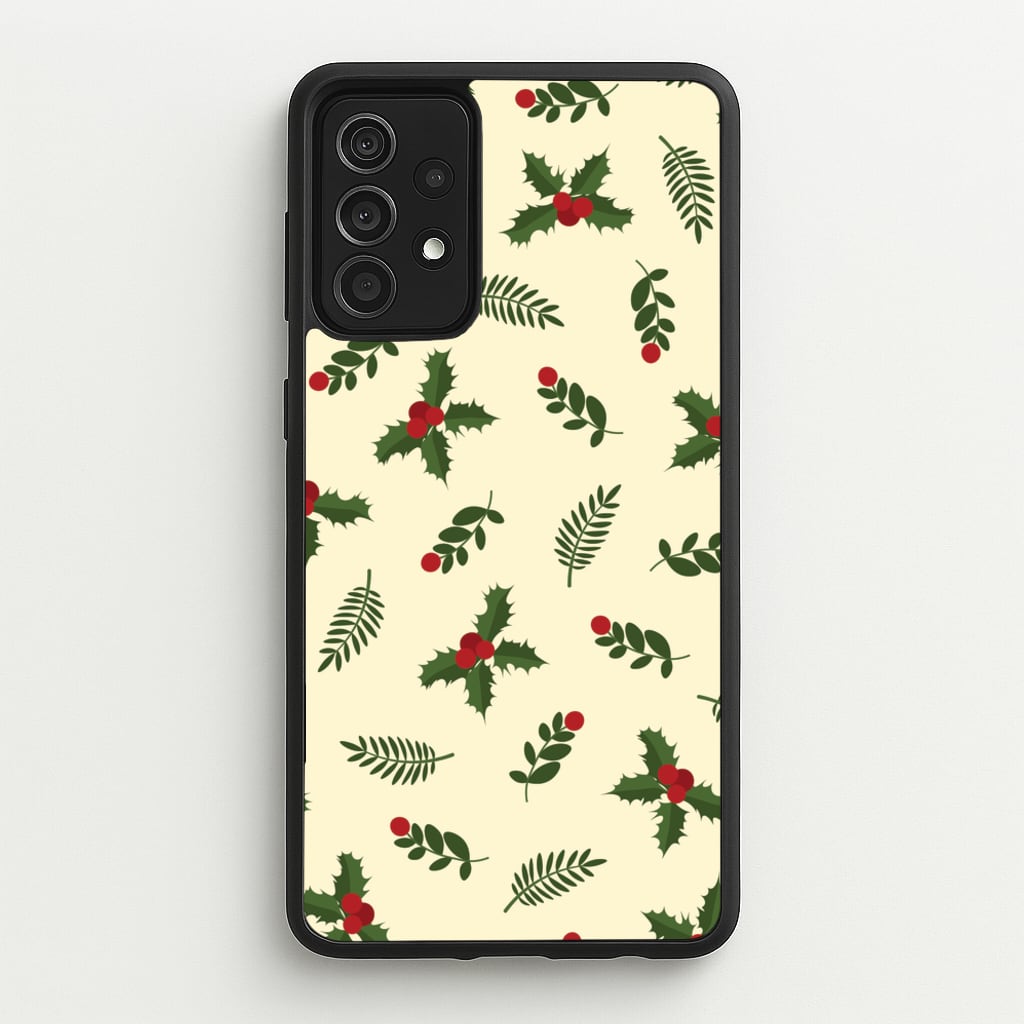 Holly Green Pattern - Christmas Patterns Phone Case for Galaxy A52 / A52s