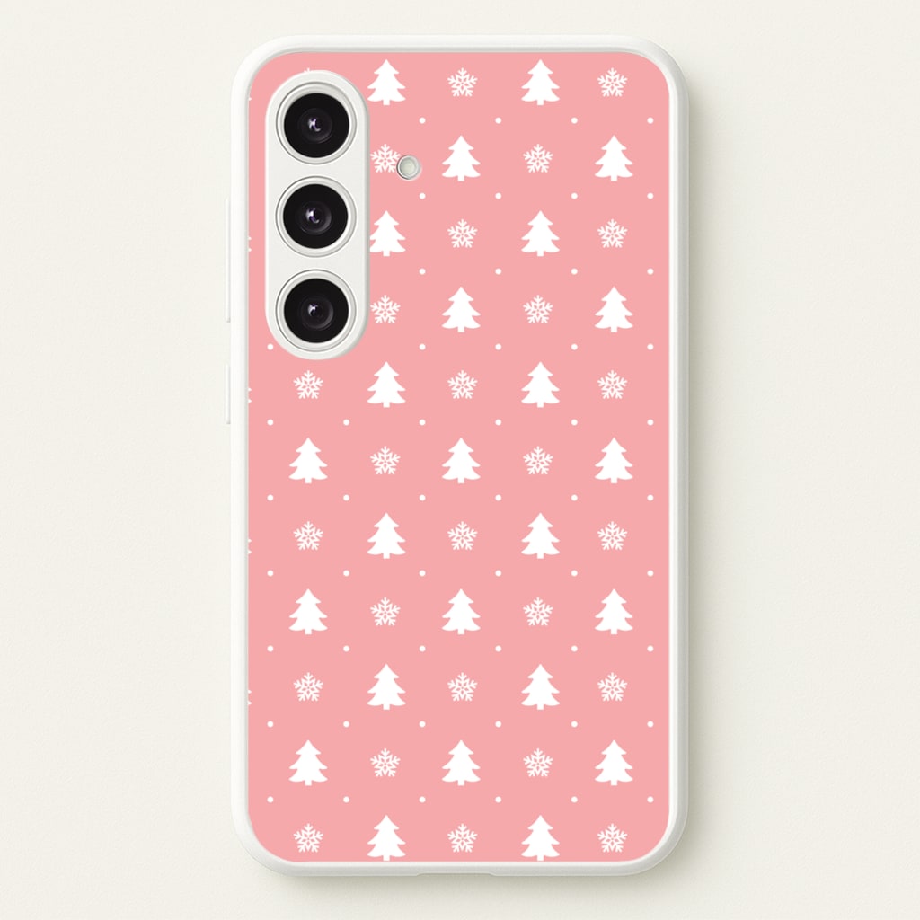 Pink Tree Pattern - Christmas Patterns Phone Case for Galaxy S24FE