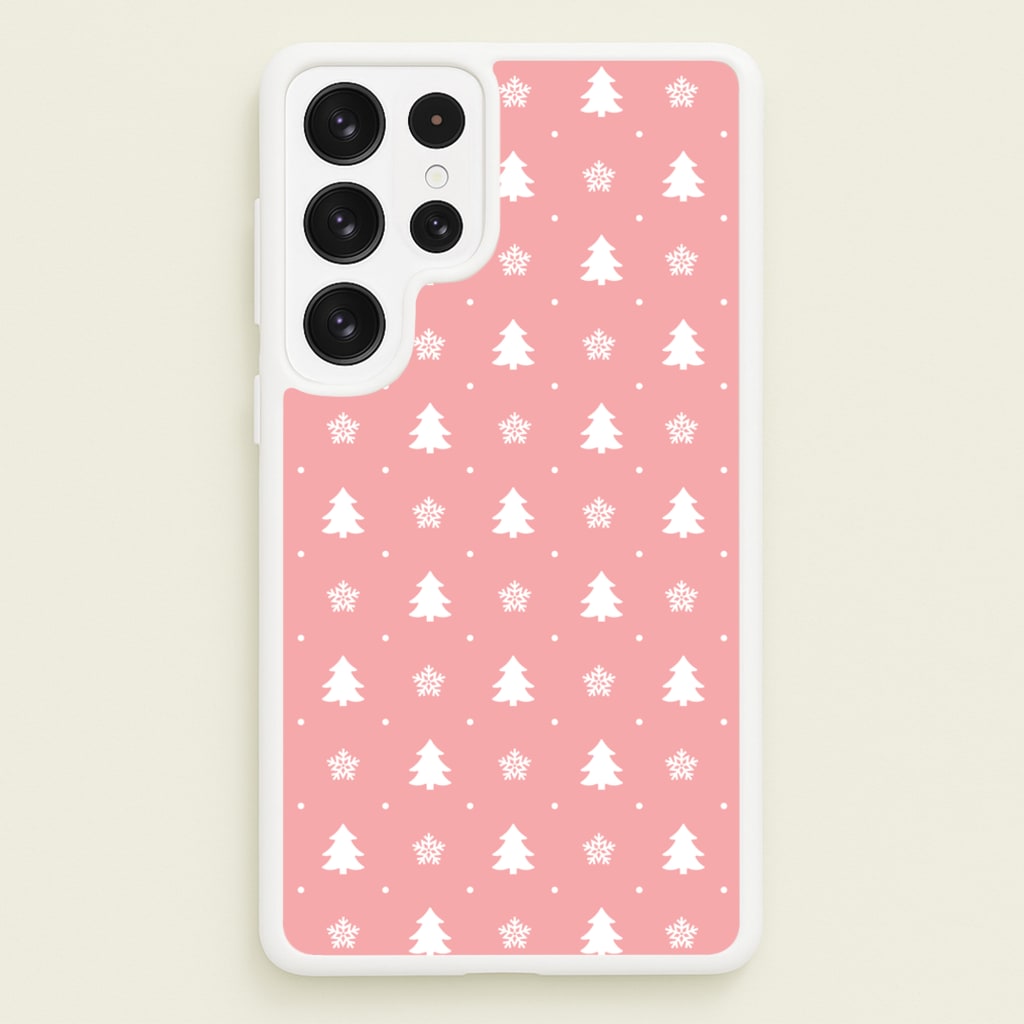 Pink Tree Pattern - Christmas Patterns Phone Case for Galaxy S23 Ultra