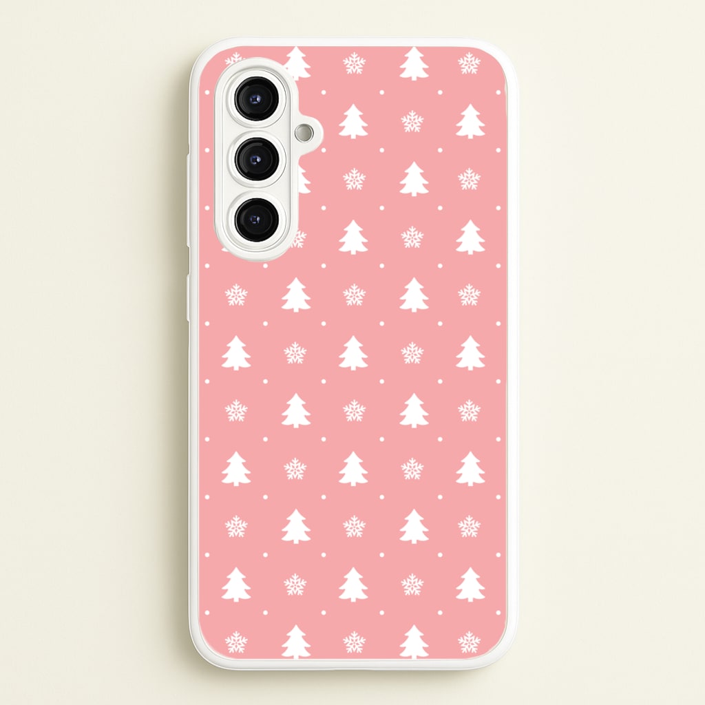 Pink Tree Pattern - Christmas Patterns Phone Case for Galaxy A16