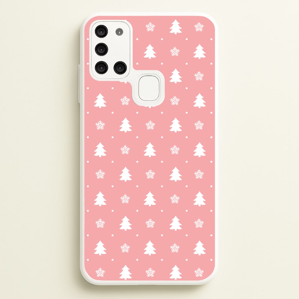 Pink Tree Pattern - Christmas Patterns Phone Case for Galaxy A21s