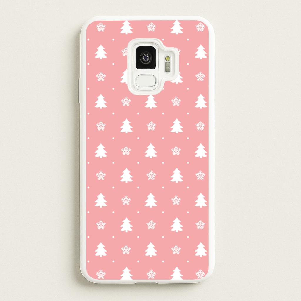 Pink Tree Pattern - Christmas Patterns Phone Case for Galaxy S9