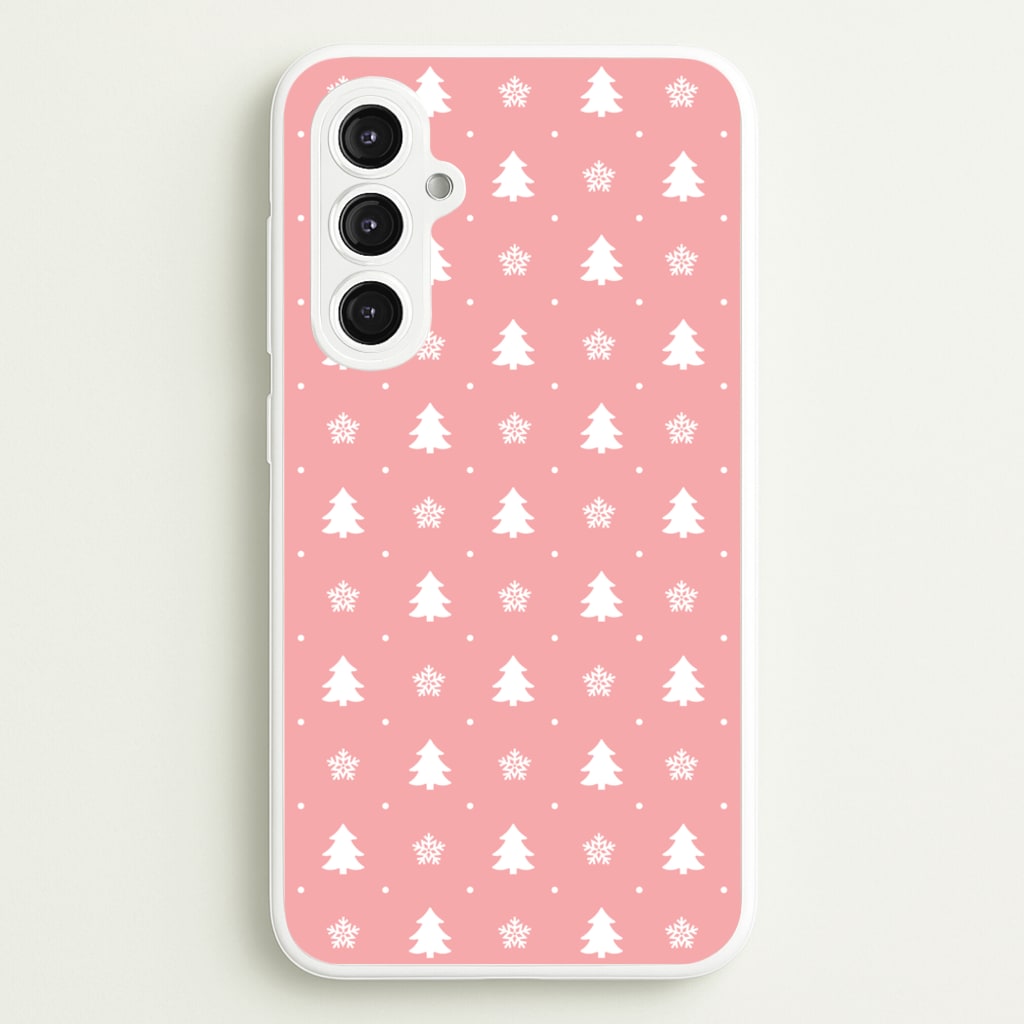Pink Tree Pattern - Christmas Patterns Phone Case for Galaxy S23FE