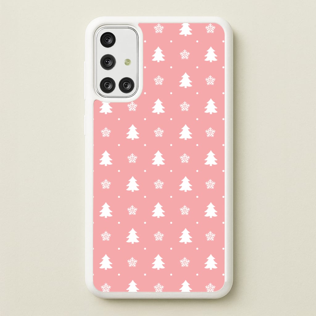 Pink Tree Pattern - Christmas Patterns Phone Case for Galaxy A71