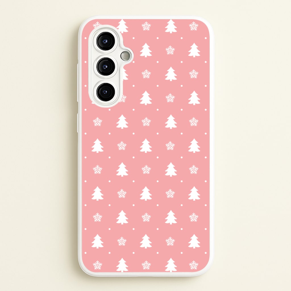 Pink Tree Pattern - Christmas Patterns Phone Case for Galaxy A54