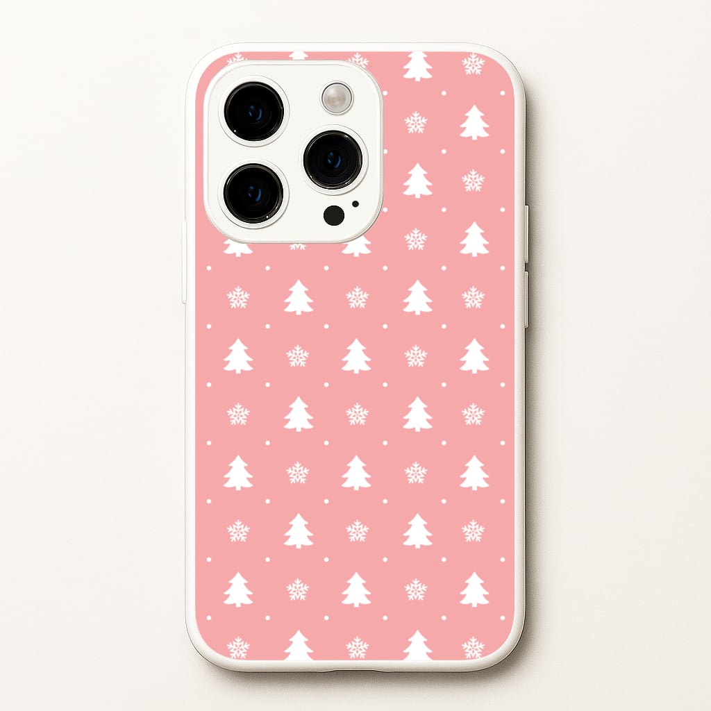 Pink Tree Pattern - Christmas Patterns Phone Case for iPhone 15 Pro