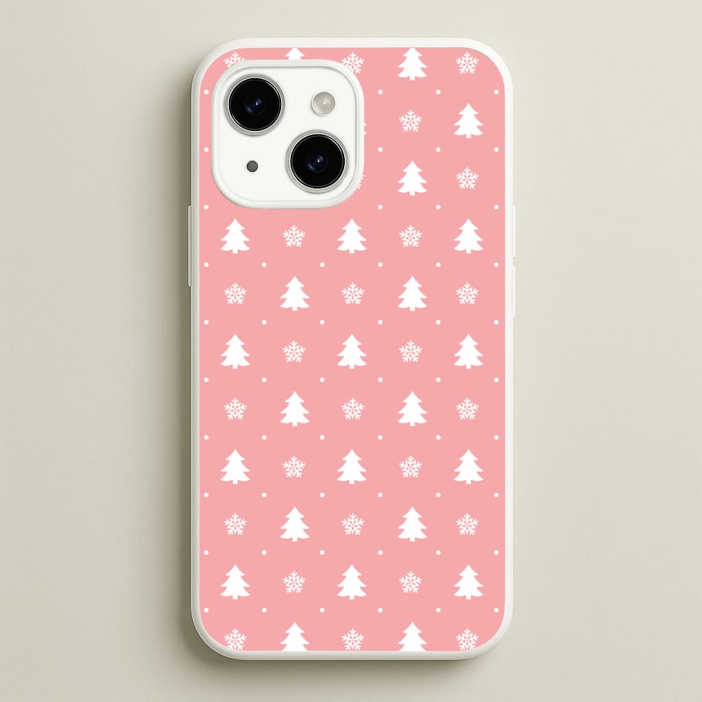 Pink Tree Pattern - Christmas Patterns Phone Case for iPhone 15 Plus