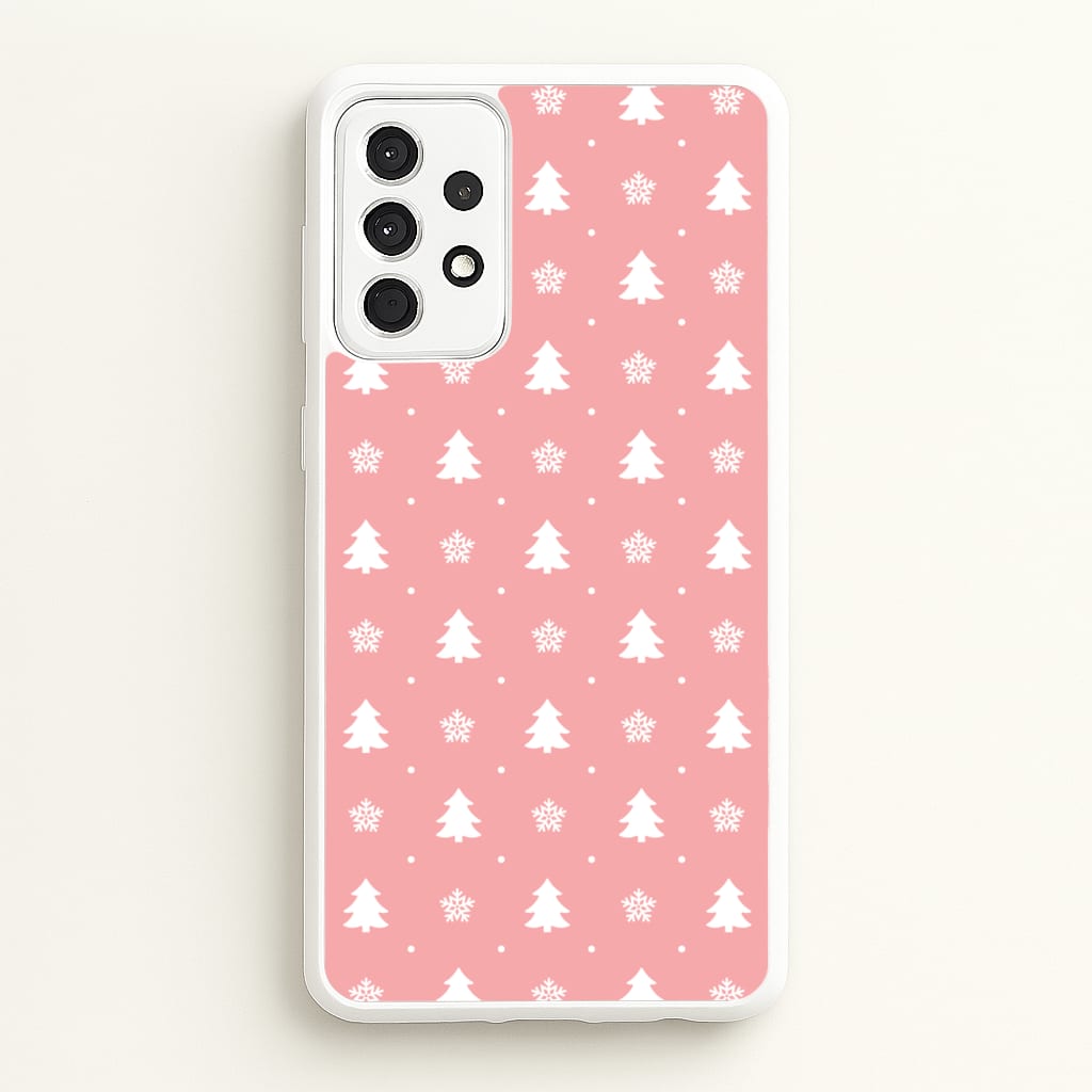 Pink Tree Pattern - Christmas Patterns Phone Case for Galaxy A52 / A52s