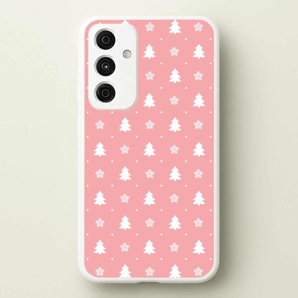 Pink Tree Pattern - Christmas Patterns Phone Case for Galaxy A35