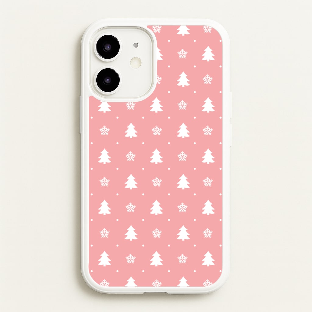 Pink Tree Pattern - Christmas Patterns Phone Case for iPhone 12 Mini
