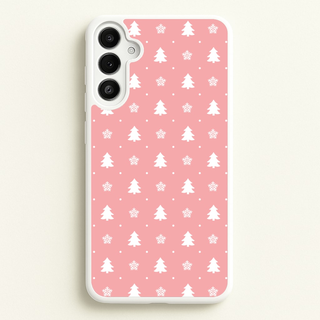 Pink Tree Pattern - Christmas Patterns Phone Case for Galaxy A36