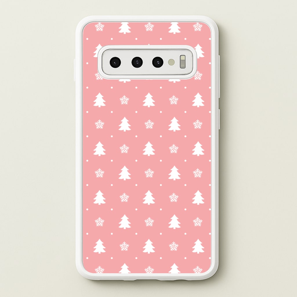 Pink Tree Pattern - Christmas Patterns Phone Case for Galaxy S10 Plus